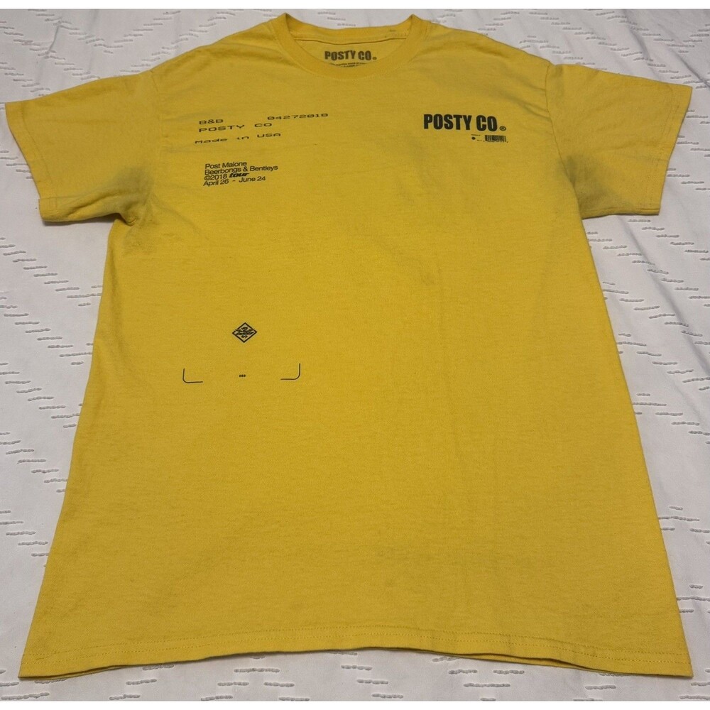 Post Malone Beerbongs & Bentleys Tour Shirt Men’s Medium Yellow Posty Co Album